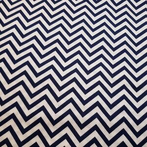 WAVERLY INSPIRATIONS Cotton Fabric Dark Blue/White Zig-Zag Chevron Stripe 5.5 Yd